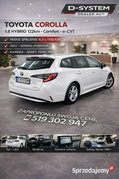 Toyota Corolla 2122 Salon Polska 18 HYBRID 1wł z biały Białystok