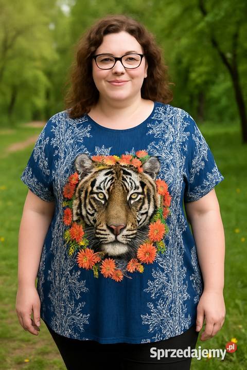 Bluzka Dzianinowa z tygrysem Oversize łódzkie sprzedam