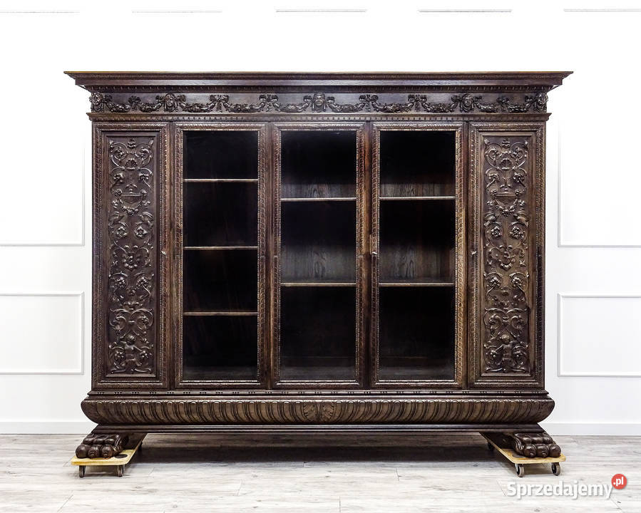 Antyk drewniana BIBLIOTEKA Dębowa Witryna wielkopolskie Kalisz sprzedam