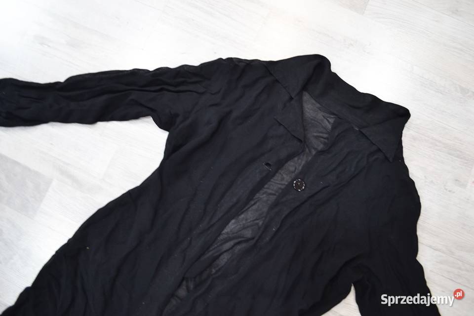 Prześwitująca czarna narzutka długa M L mgiełka mazowieckie Płock
