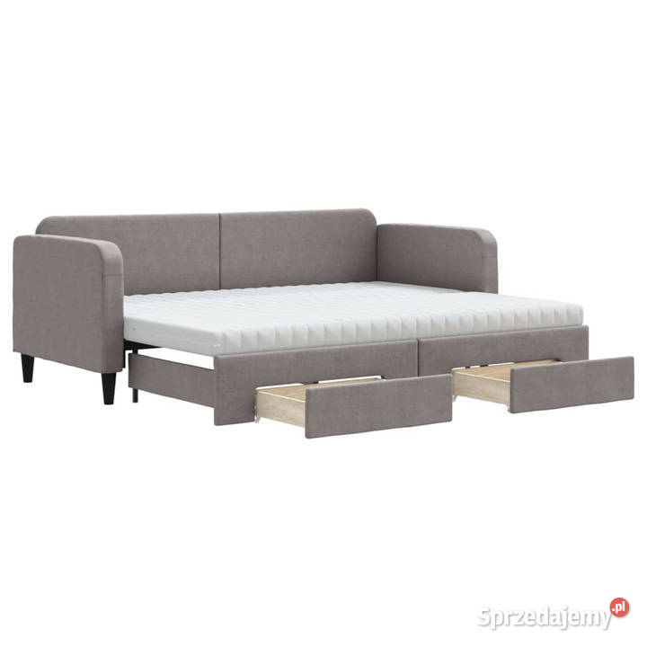 Sofa rozsuwana z szufladami taupe tkanina 80x200 Warszawa