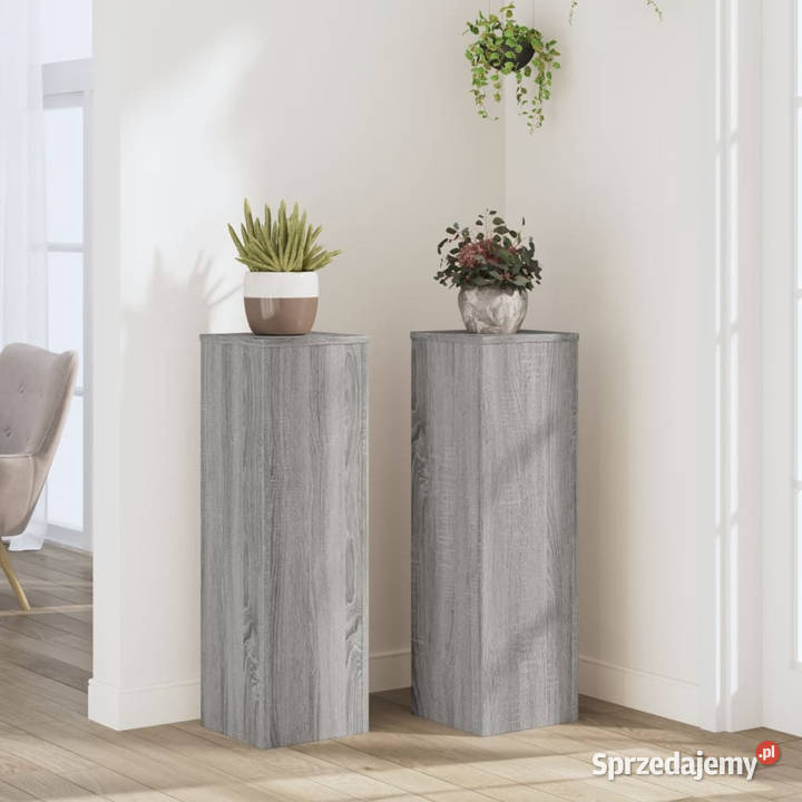 Stojaki na rośliny 2 szary dąb sonoma 25x25x80