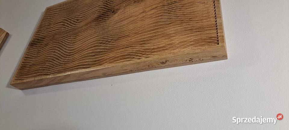 Drewniana płaskorzeźba fale nowoczesny panel