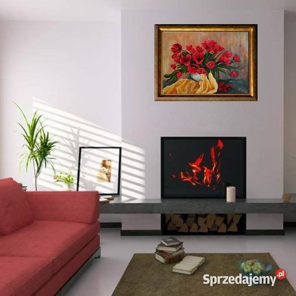 Obraz olejny Czerwone tulipany Lublin sprzedam