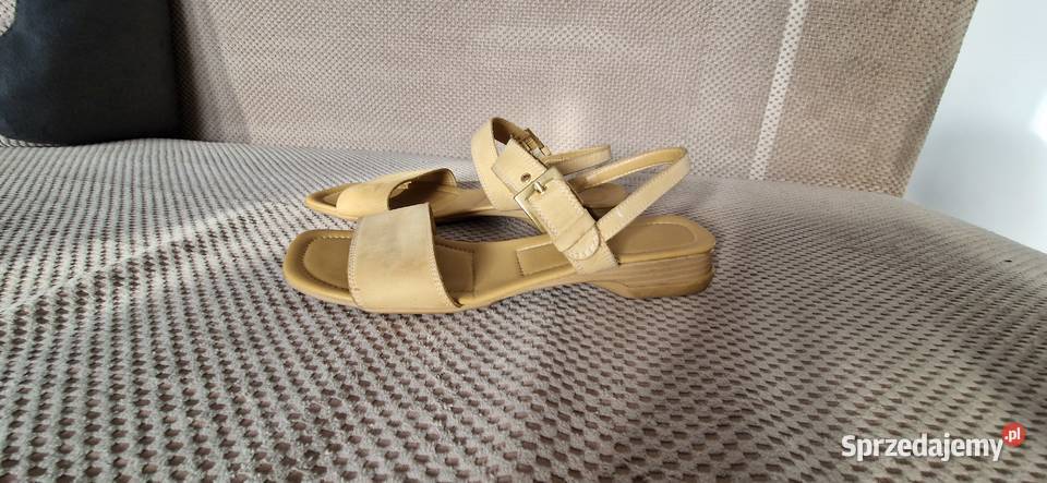 sandały skóra naturalna beżowe 39 beż inna