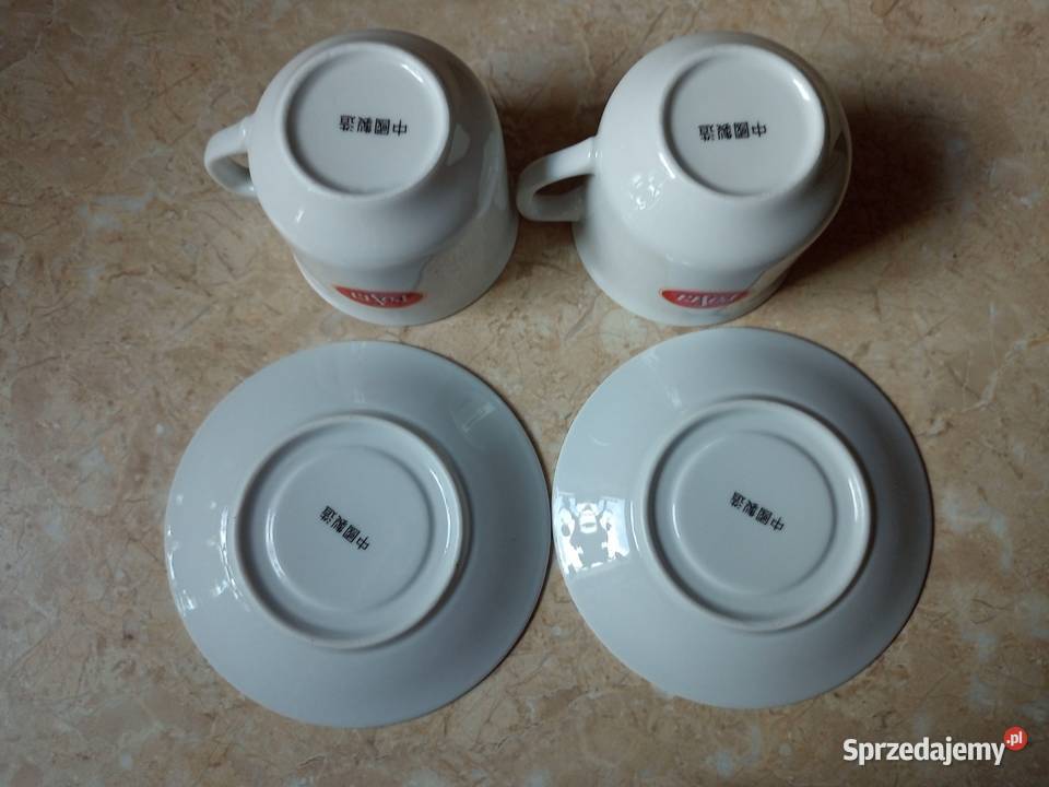 Komplet 2 filiżanek ze spodeczkami z logo znanej śląskie Częstochowa