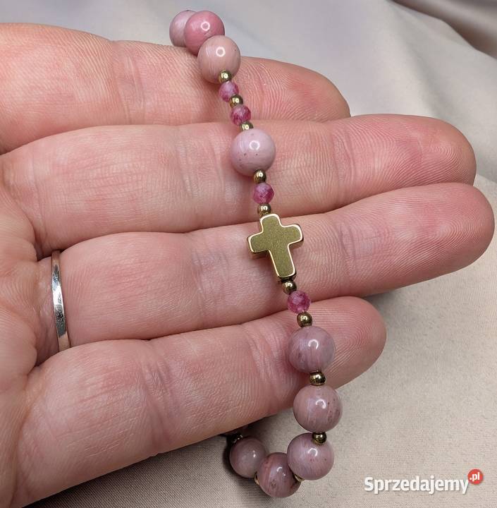 Bransoletka różaniec kamienie rodonit turmalin dolnośląskie sprzedam