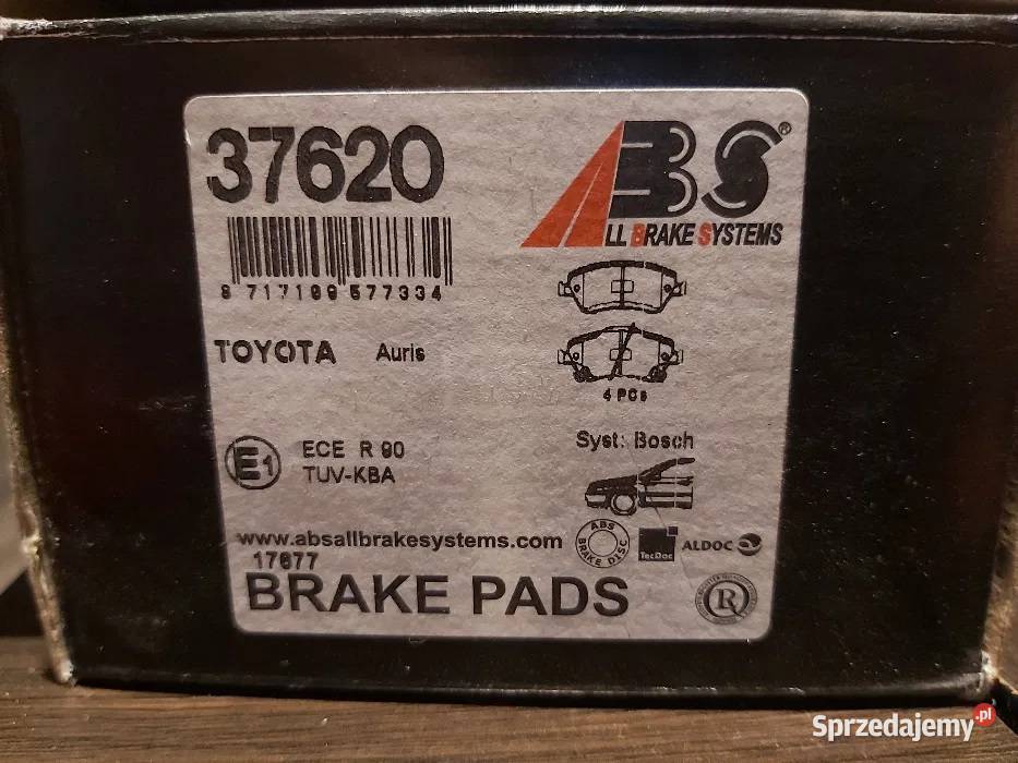 klocki hamulcowe przód ABS 37620 Toyota Auris I Układ hamulcowy wielkopolskie Mrowino