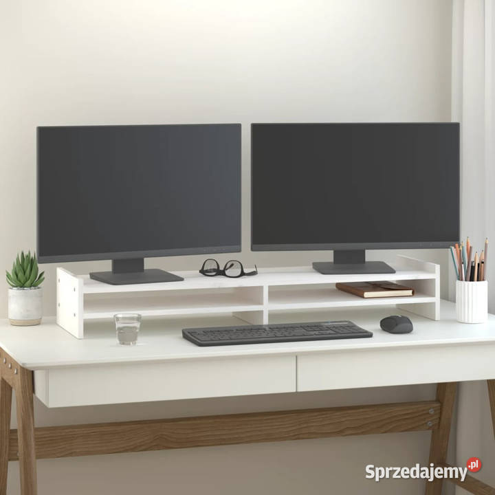 Podstawka na monitor biała 100x27x15 lite drewno Warszawa