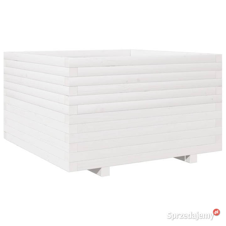 Donica ogrodowa biała 80x80x495 lite drewno Warszawa