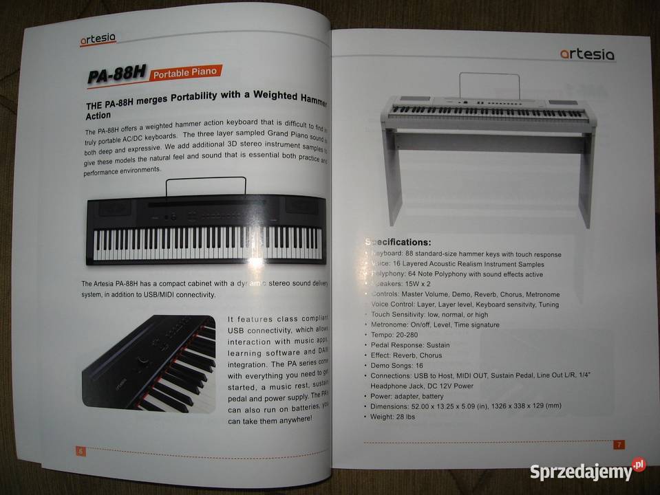 Artesia Digital Pianos catalog katalog pianin Kępice