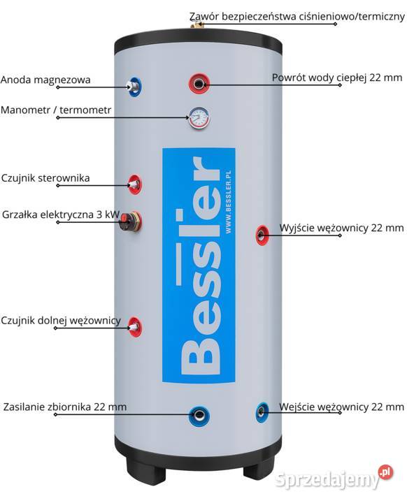 Zasobnik CWU stal nierdzewna 300l wężownica 24 m Brzeg