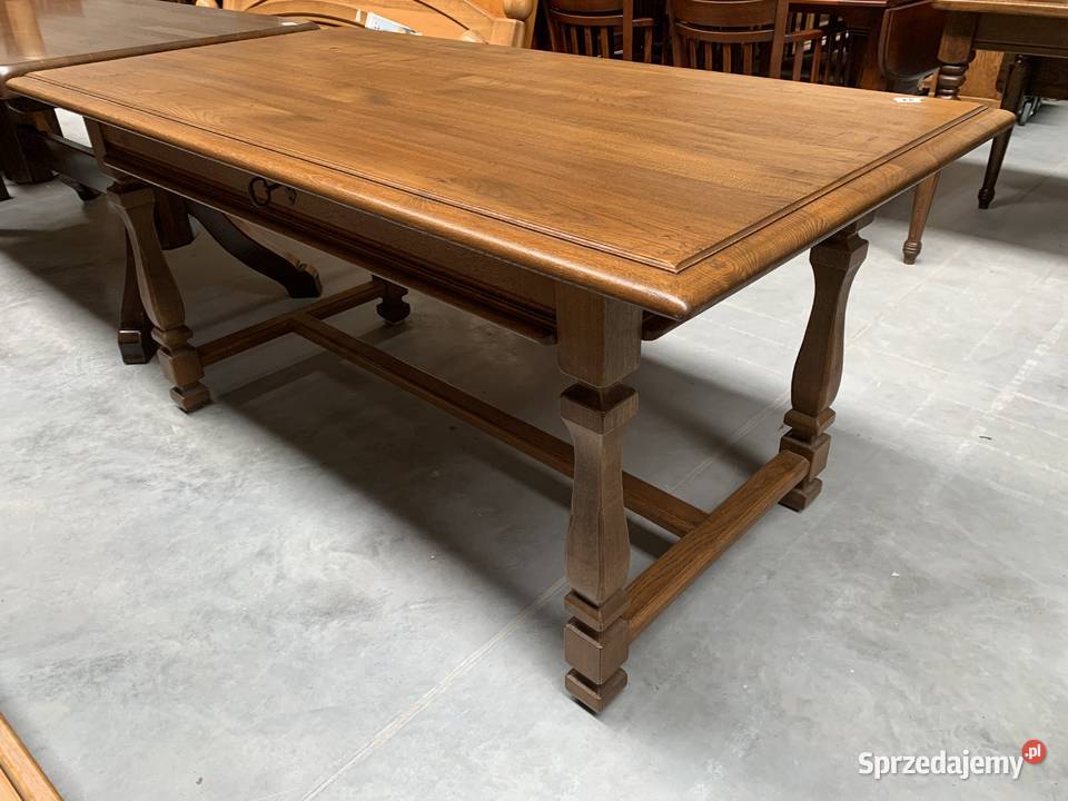 Piękny dębowy holenderski stół ze schowkiem 100 wielkopolskie Ślesin