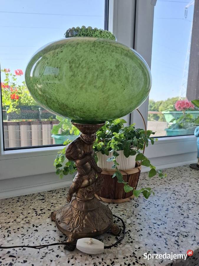 Lampa stołowa z zielonym kloszem Lublin
