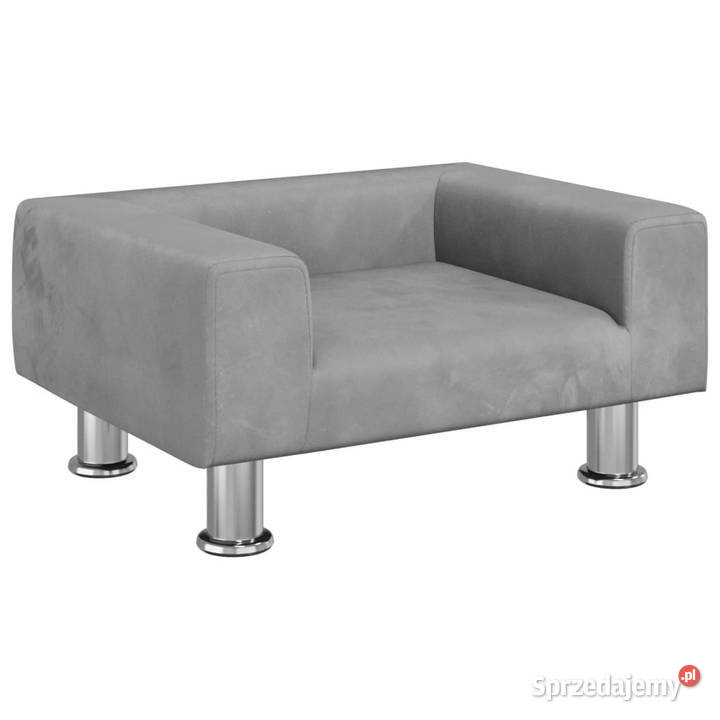 Sofa dzieci jasnoszara 50x40x265 aksamitna