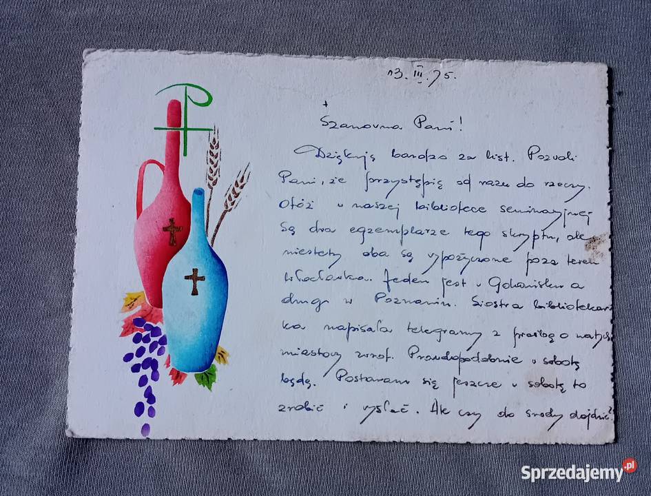 Pocztówka religijna z obiegu 1975 r wielkopolskie Koźminek