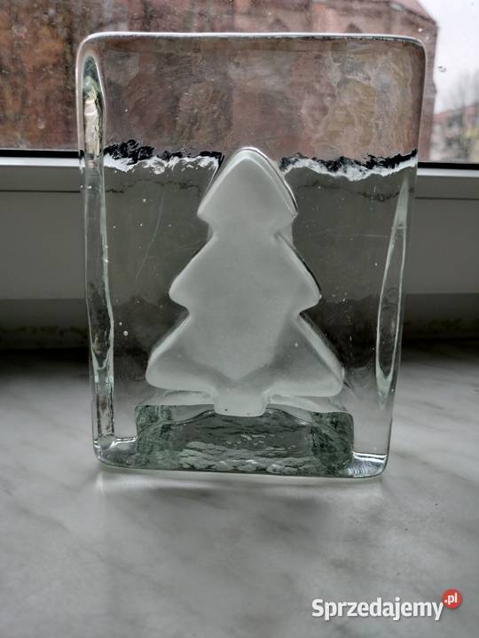 Świecznik szklany przycisk do papieru choinka Choszczno