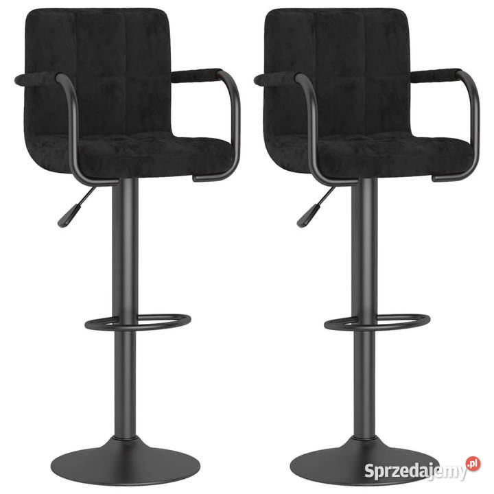 Stołki barowe 2 czarne obite aksamitem WM334656 Warszawa