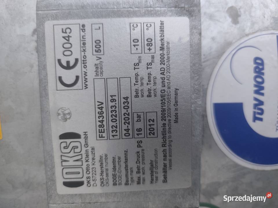 Zbiornik ciśnieniowy 500L Kędzierzyn-Koźle