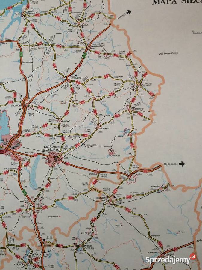 2537 Mapa Sieci Dróg Krajowych Woj Koszalinskie Szczecin