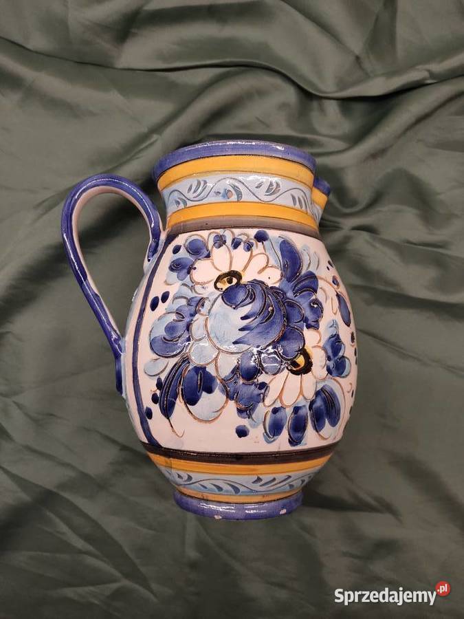 Dzbanek ceramiczny ręcznie malowany wielokolorowy Głuchołazy