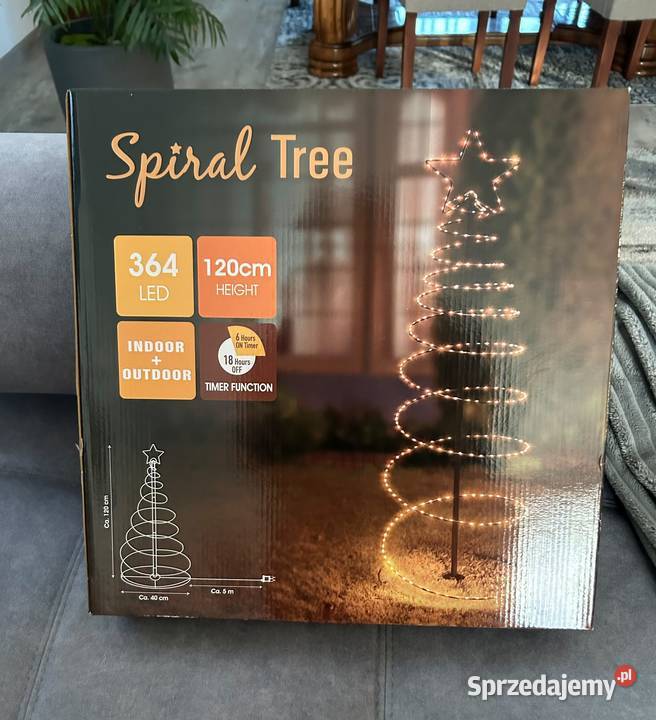 Choinka spirala LED 120 364 lampki kabel 5m czarny Boże Narodzenie Mierzyn