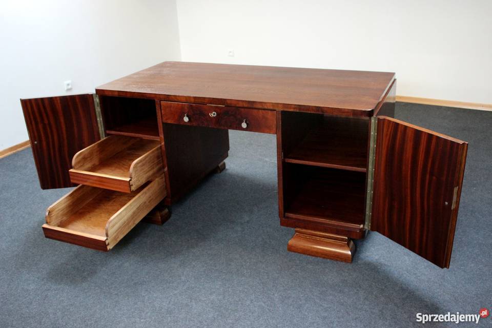 Duże biurko dwustronne Art Deco renowacji Zielonka