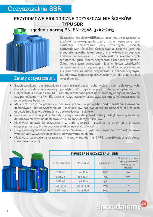 Oczyszczalnia Ścieków BIOLOGICZNA SBR 47 OSÓB Materiały budowlane dolnośląskie Wrocław
