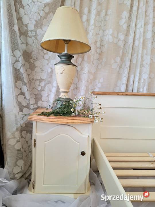 łóżko 2 szafki nocne drewniane sosnowe Dubeczno