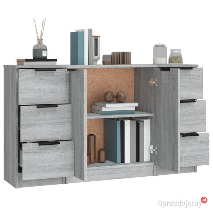 Szafki 3 szary dąb sonoma materiał Warszawa sprzedam