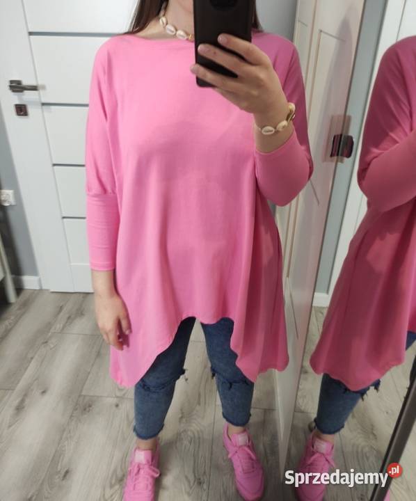 Bluzka damska tunika z kieszeniami różowa Poznań