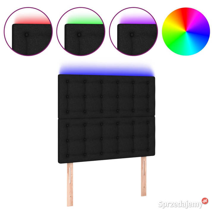 Zagłówek do łóżka z LED czarny 80x5x118128