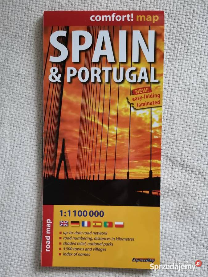 Mapa Portugalii w laminacie skala 11100000 mazowieckie Ząbki sprzedam