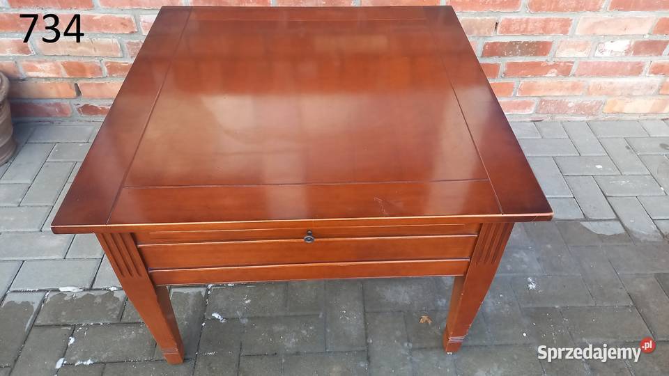 Stolik kawowy stylowy drewniany z szufladami i Gawroniec