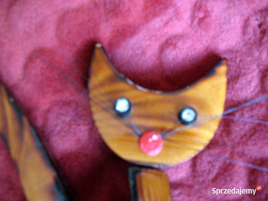 KOT Drewno Stara Figurka rzeźba 27 x 12 x 5 mazowieckie sprzedam