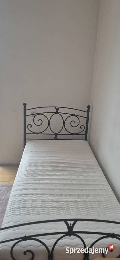 Metalowe łóżko 90x200 jednoosobowe materac Łóżka