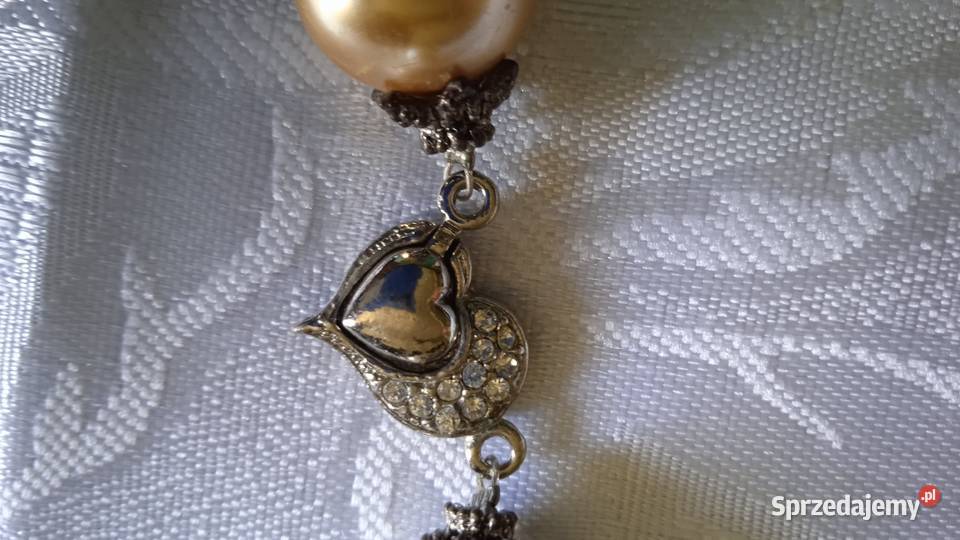 PIĘKNA PERŁOWA BIŻUTERIA NASZYJNIK I BRANSOLETA Piła