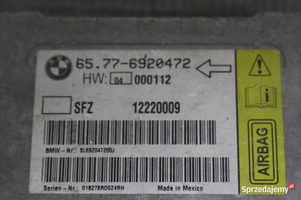 BMW 7 E65 E66 SENSOR PODUSZEK 6577 6920472 Układ elektryczny Motoryzacja Prochowice