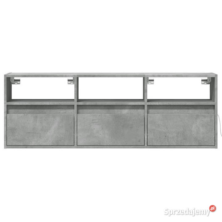 Ścienna szafka TV z LED szarość betonu 130x31x45 Warszawa
