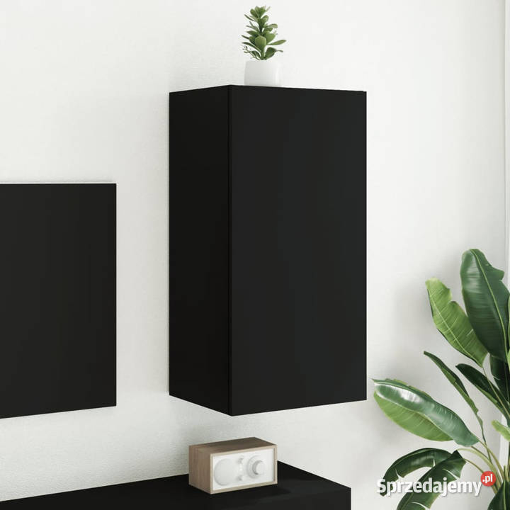 Ścienna szafka TV z LED czarna 405x35x80 mazowieckie Warszawa