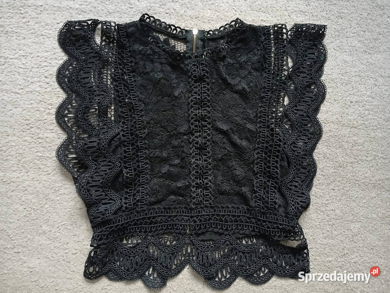 Ażurowy czarny topbluzka damskarozmiar Sxs