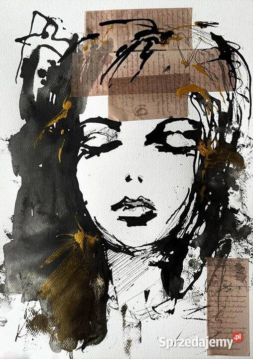 Listy niego obraz techniką mieszaną portret Sztuka współczesna Katowice