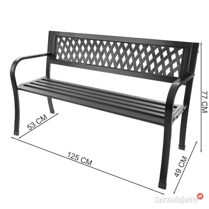 Ażurowa ławka ogrodowa z oparciem parkowa wielkopolskie Poznań