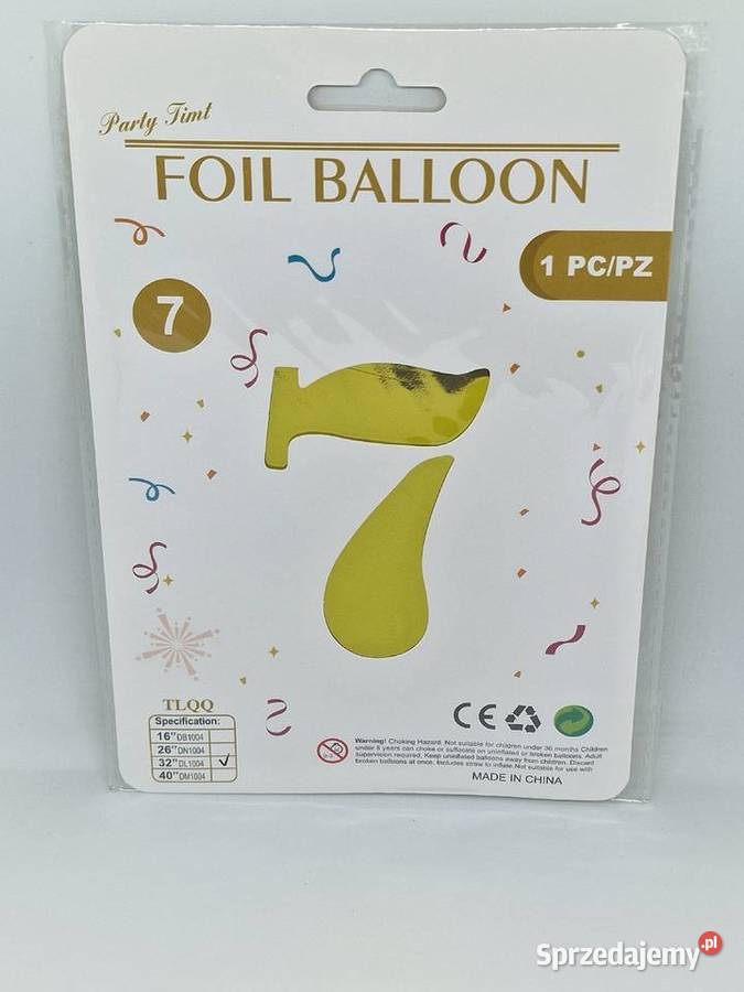 Balon foliowy w kształcie cyfry 7 złoty balon Biała Podlaska