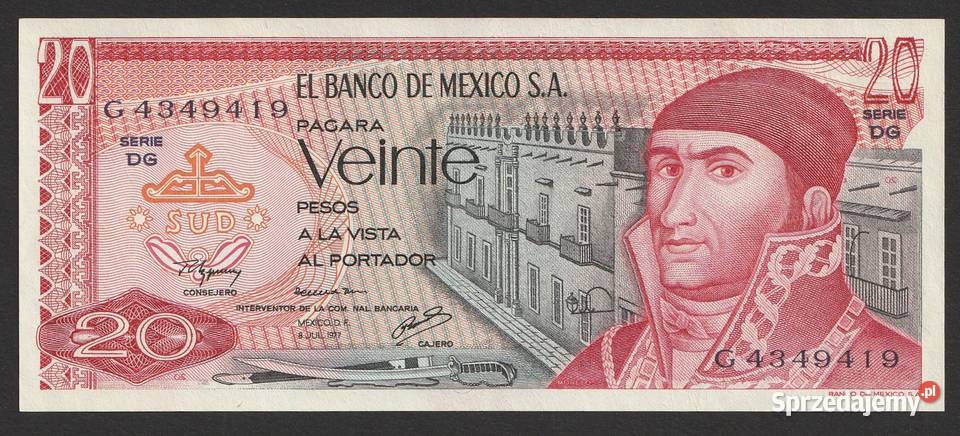 MEKSYK 20 PESOS 1977 STAN BANKOWY UNC Łódź