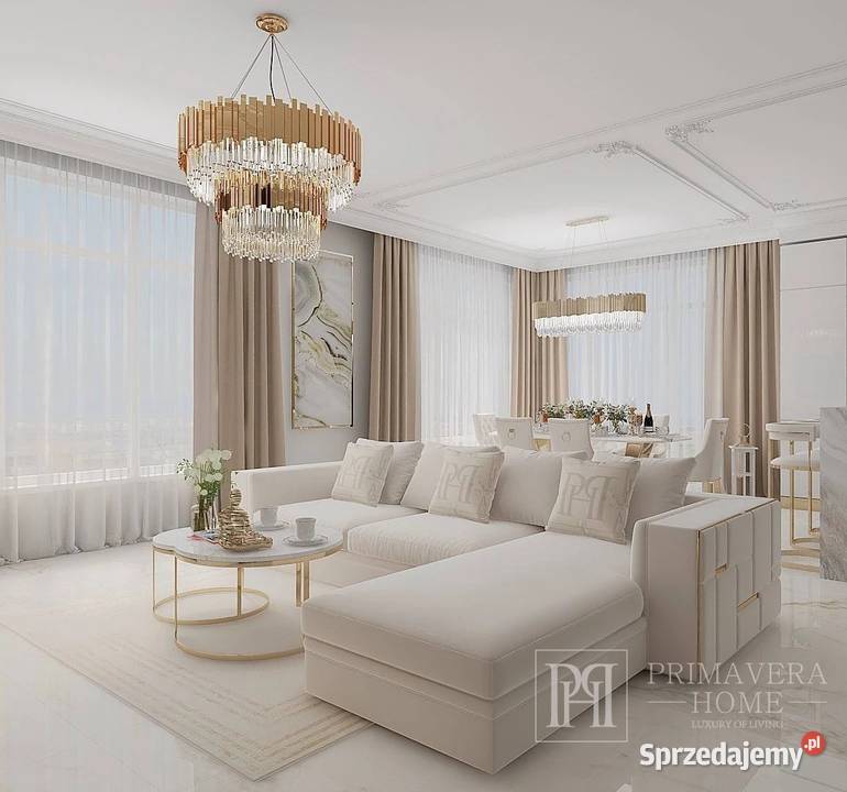 Narożnik glamour beżowy aksamitny do salonu Warszawa