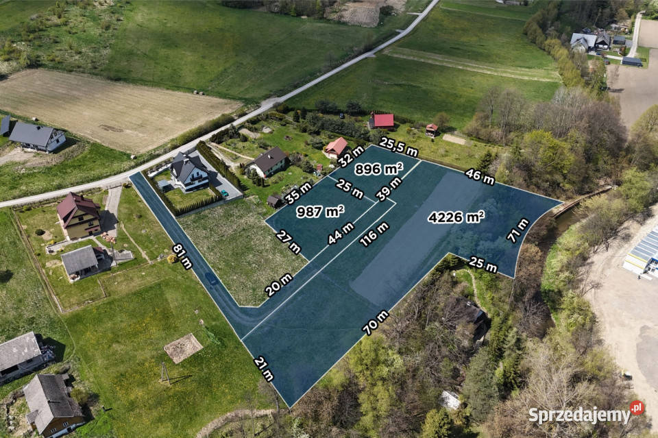 Działka budowlana 4226 mkw Pogorzany Szczyrzyc 26m sprzedam