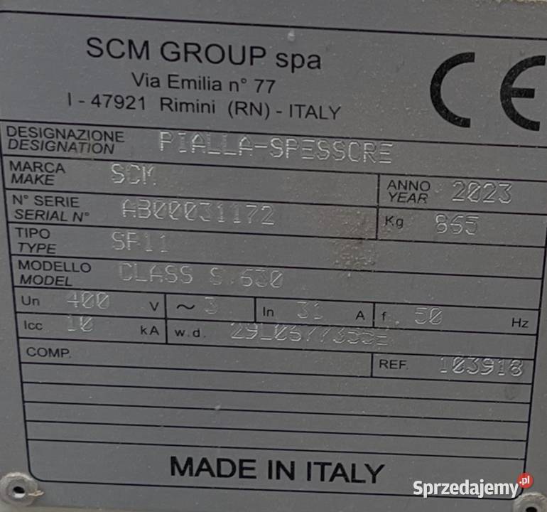 Strugarka Grubościówka SCM S630 Class Gdańsk sprzedam