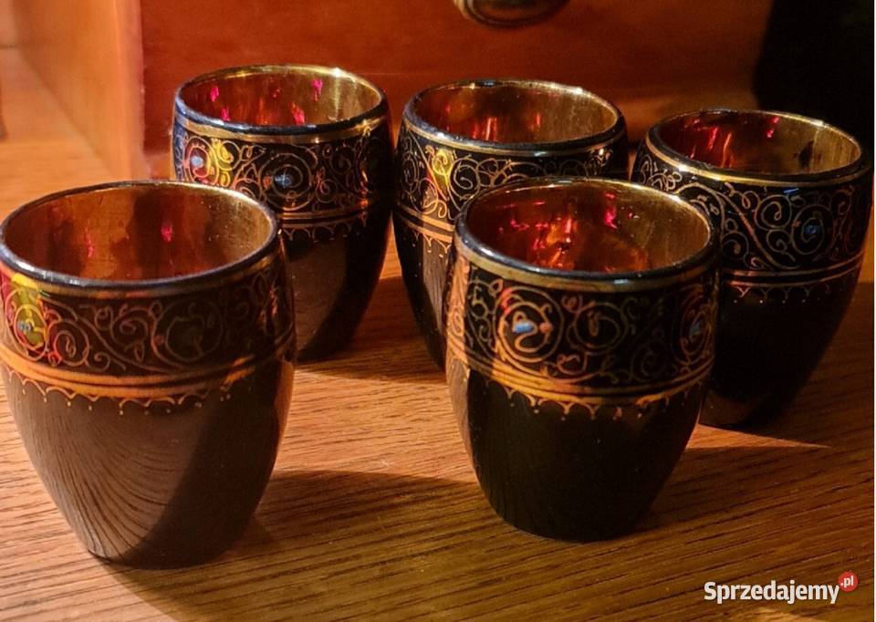Kieliszki Pozłacane z turkusami i rubinami sprzedam