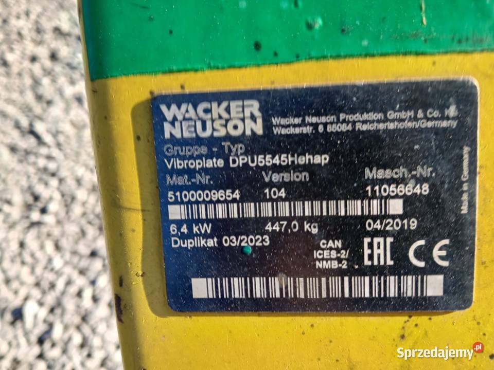 Wacker Neuson DPU6555HECH Zagęszczarki Wacker Motoryzacja Złoczew